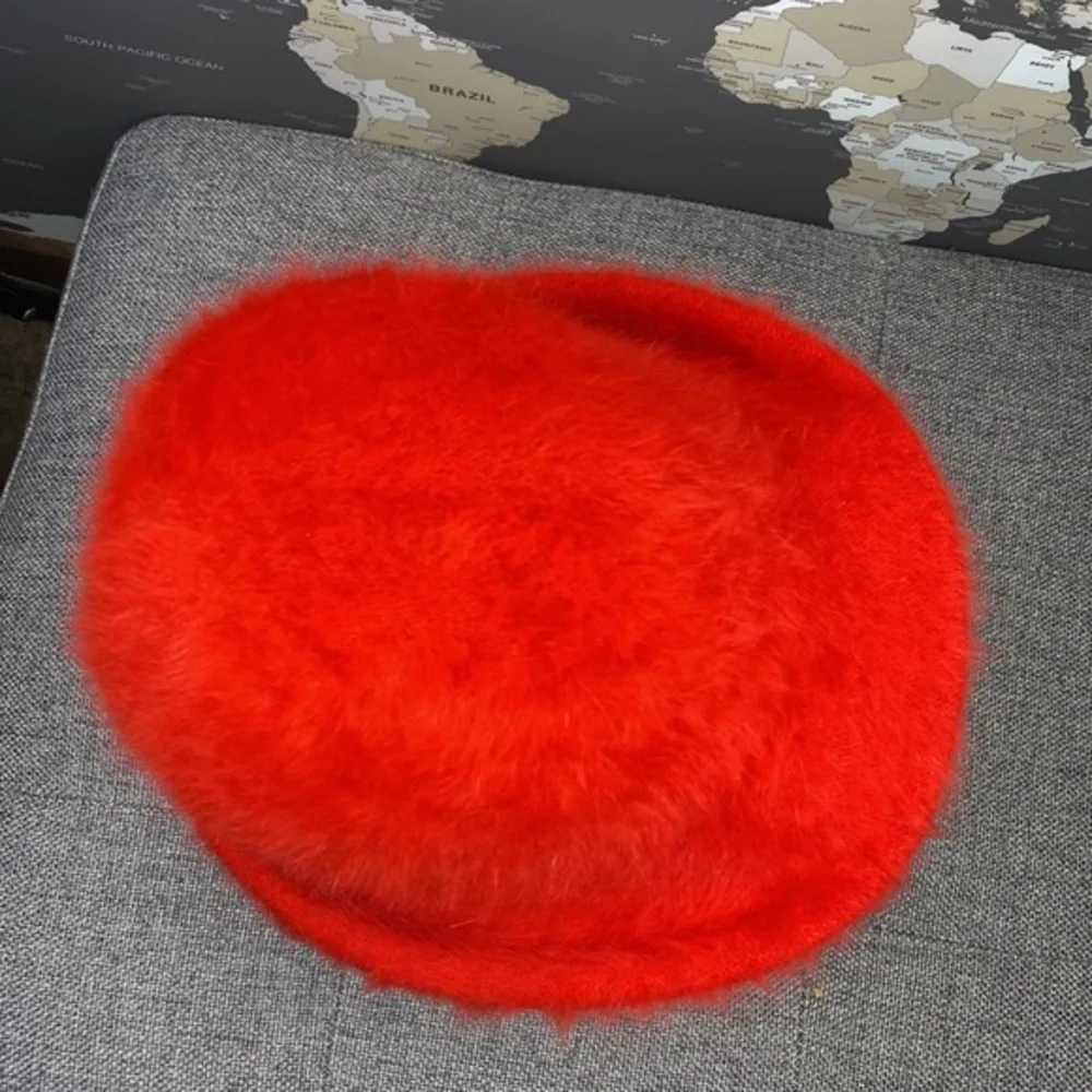 Vintage Red Angora Blend Fuzzy Cloche Bucket Hat – Soft & Cozy - Picture 6 of 8